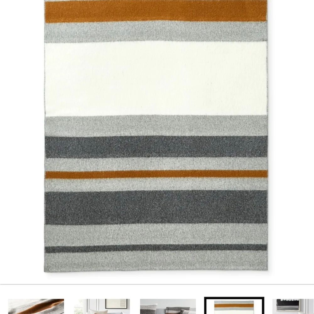 Italian Boiled Wool Bronze Striped Throw Blanket